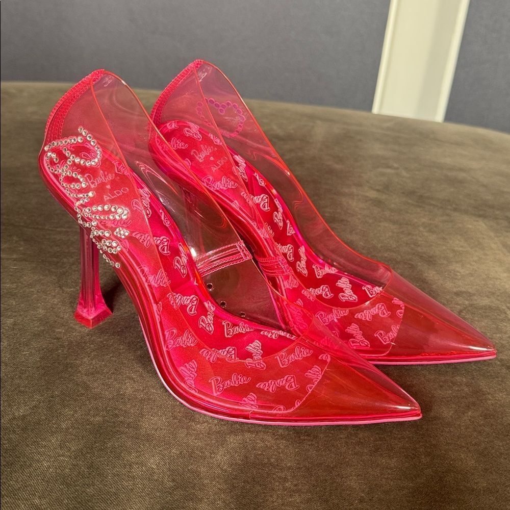 Barbie x ALDO Barbiestessy Collection Pink Translucent Pointed Toe Pumps 8.5 NEW - Picture 3 of 11